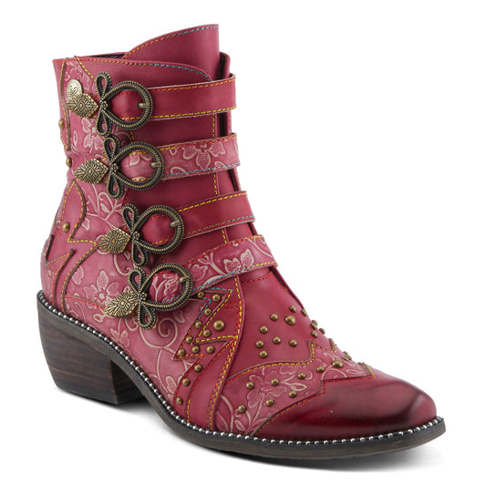 RODEHA BOOTS - Bordeaux Victorian-inspired booties by L`ARTISTE