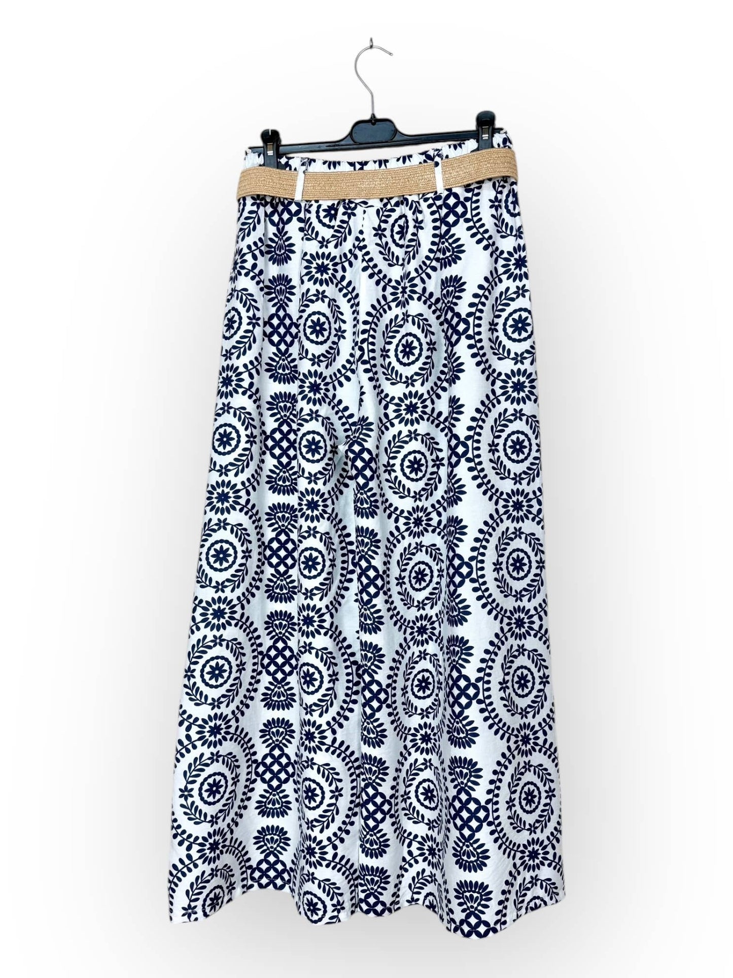 Wide-Leg Pants with Geometric Patterns Made in Italy