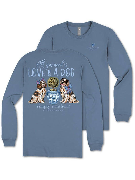All you need is Love and a Dog LS-LOVE-ICELAND Blue Long Sleeve Tee by Simply Southern