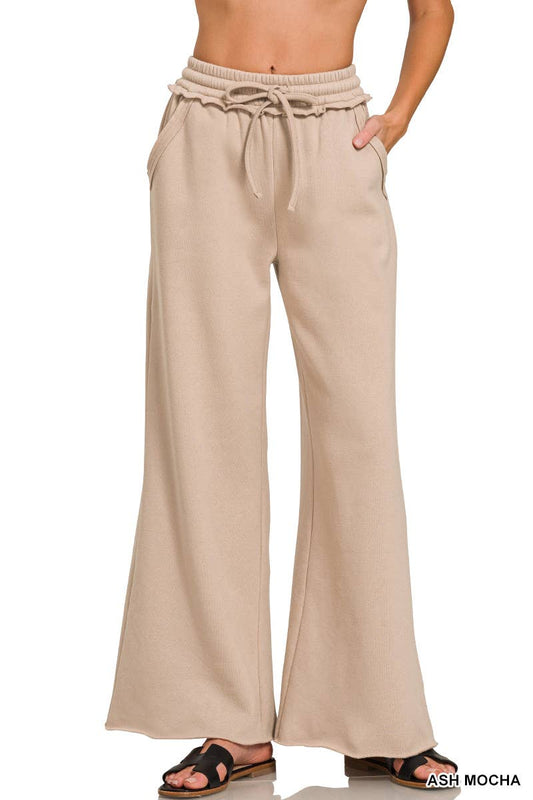 Fleece Exposed Seam Wide Leg Sweatpants