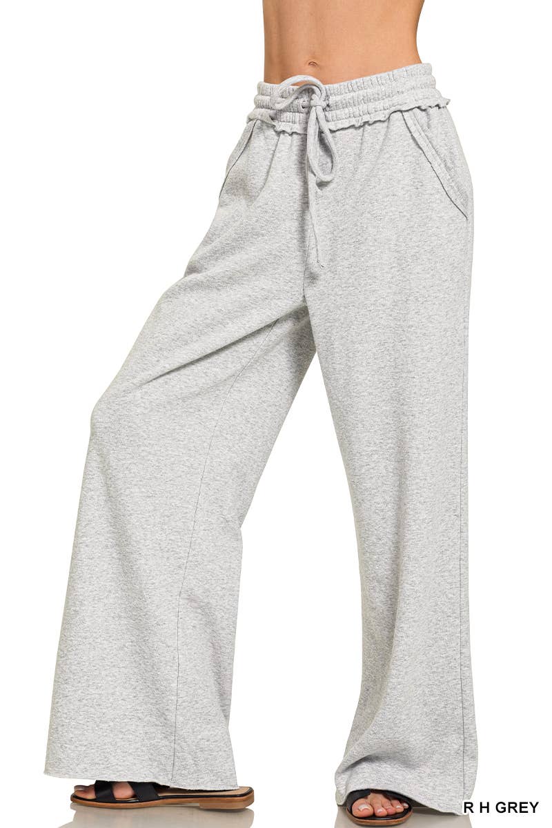 Fleece Exposed Seam Wide Leg Sweatpants