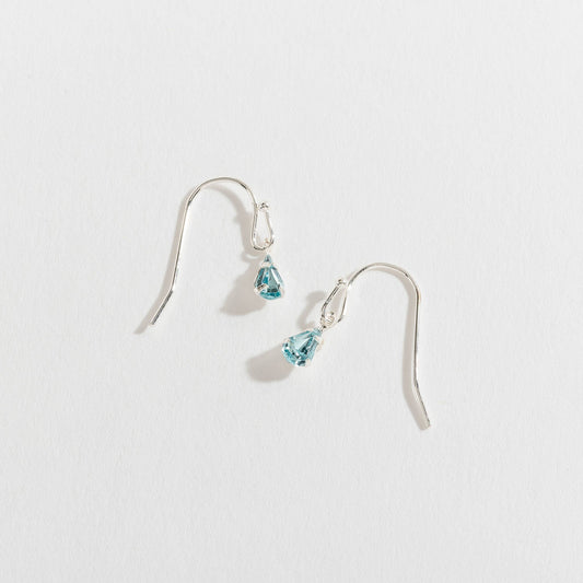 Silver Gem Teardrop Earrings
