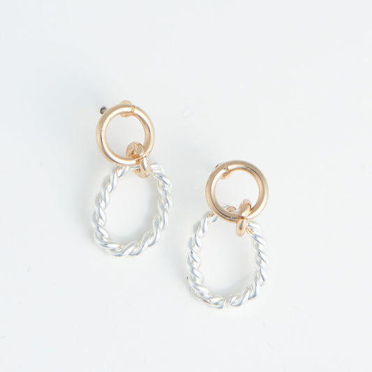 Ear Sense Two Tone Rope Drop Earrings