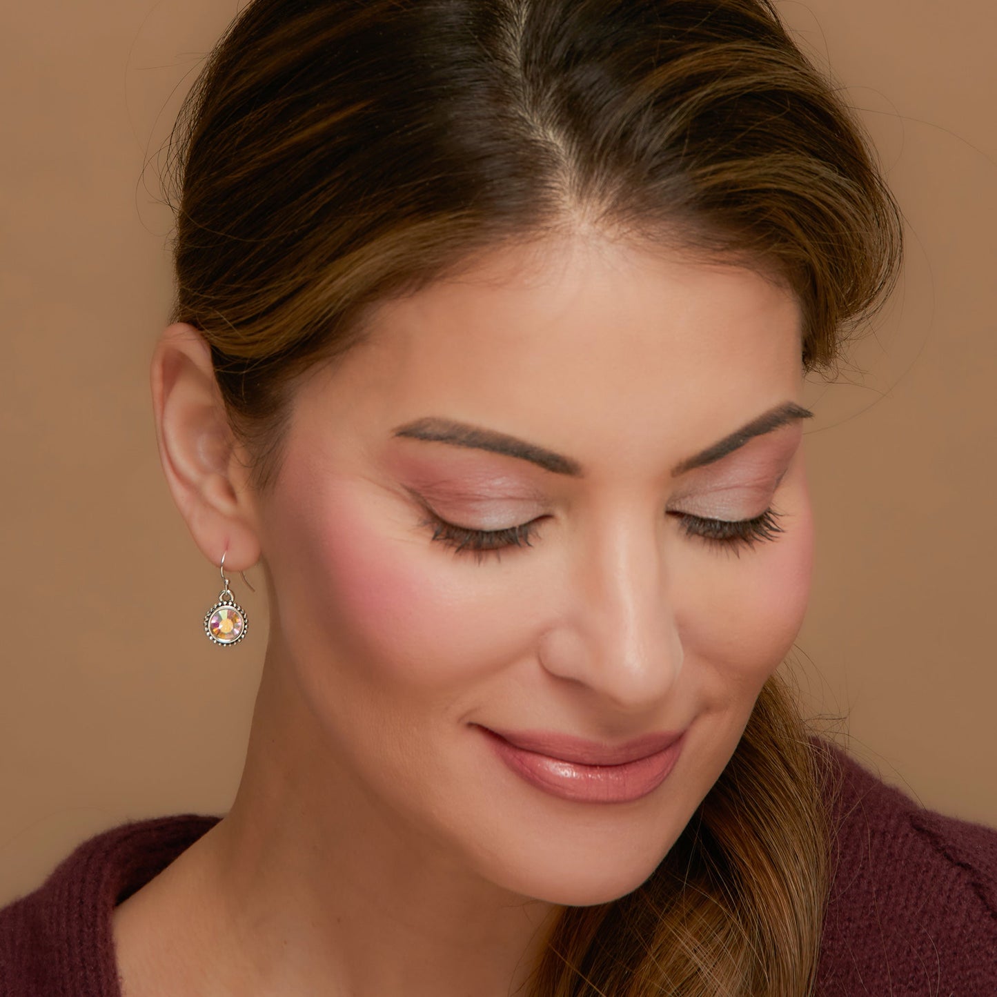 Ear Sense Silver Aurora Borealis Crystal Drop Earrings