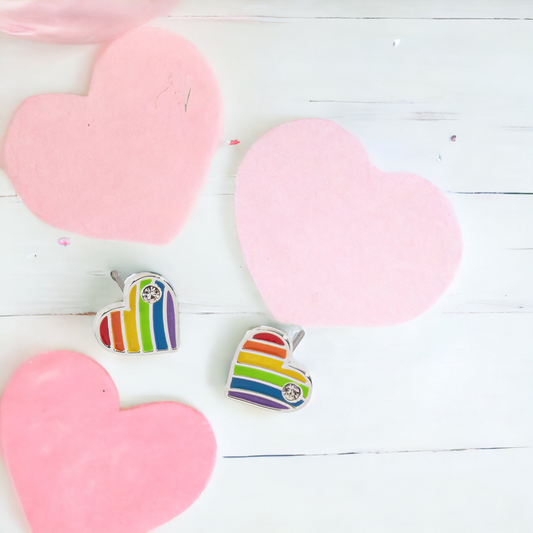 Rainbow Heart Stud Earrings