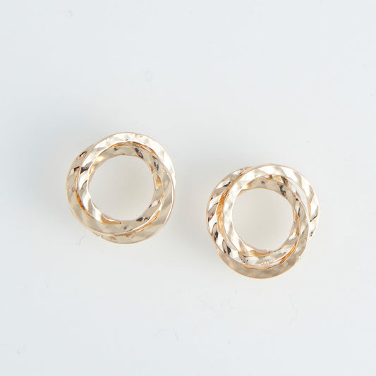 Ear Sense Gold Circle Knot Stud Earrings