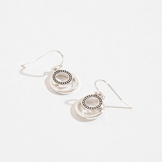 Silver Open Circle Drop Earrings