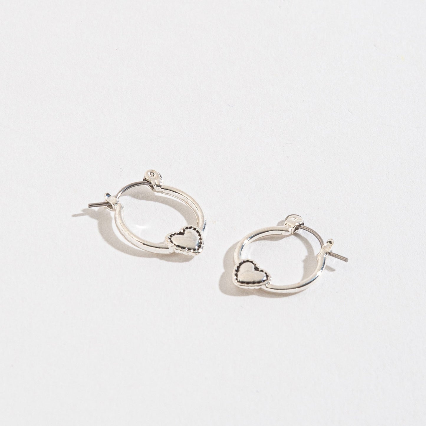 Silver Heart Hoop Earrings