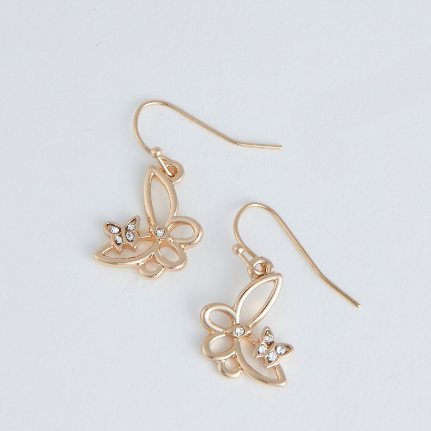 Ear Sense Gold Butterfly with Crystal Drop Earrings