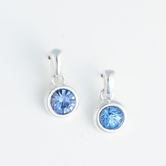 Ear Sense Silver Blue Crystal Drop Earrings
