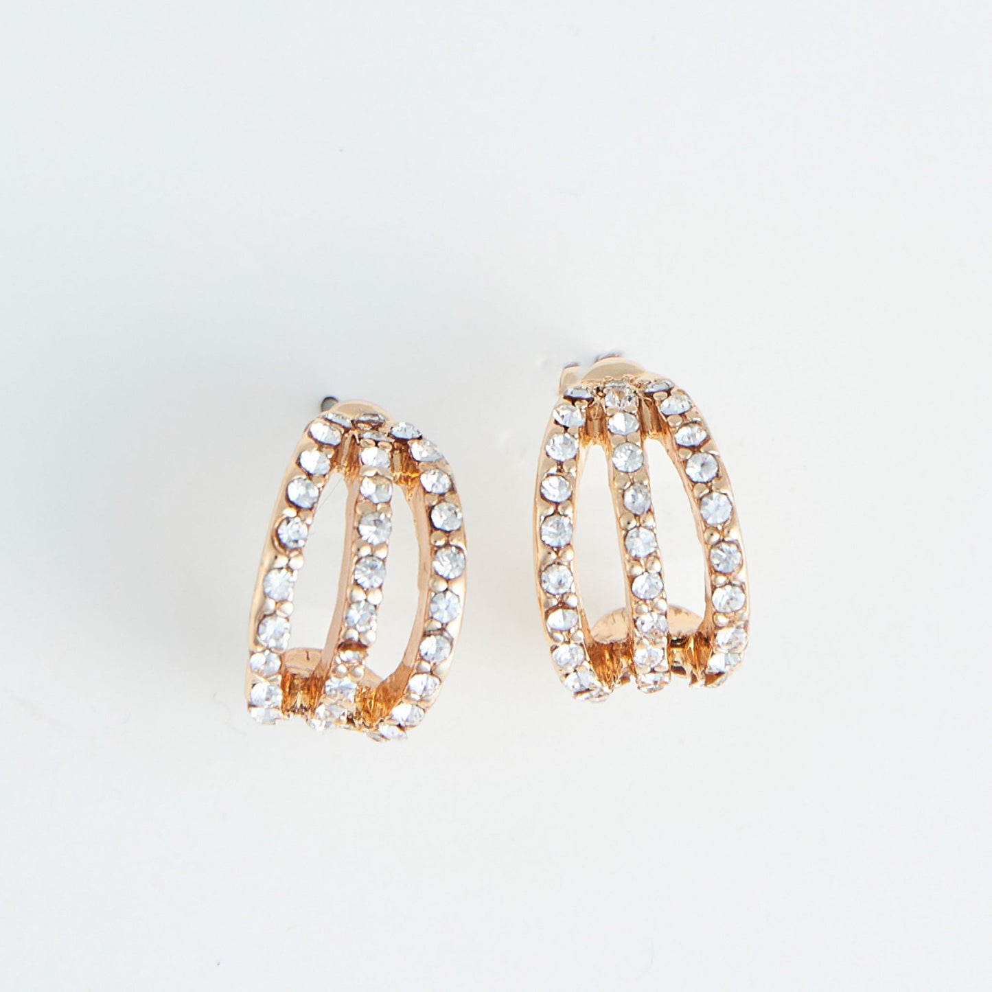 Ear Sense Gold Pave Crystal Hoop Earrings
