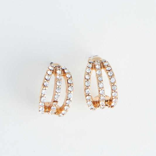 Ear Sense Gold Pave Crystal Hoop Earrings
