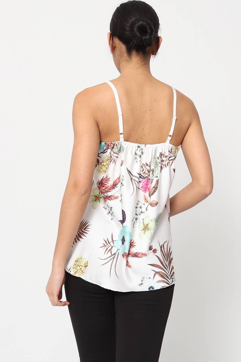 Floral Printed tank top with straps Made in Italy