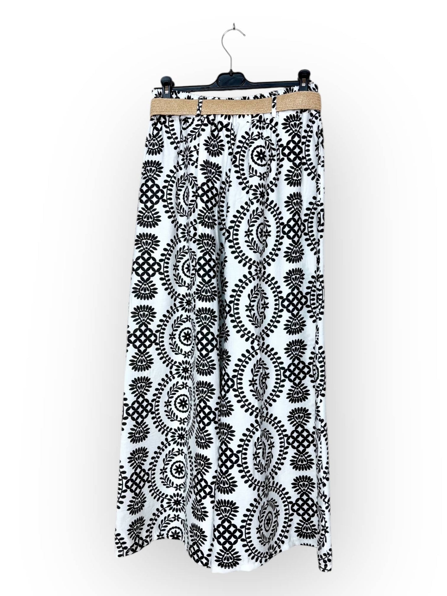 Wide-Leg Pants with Geometric Patterns Made in Italy