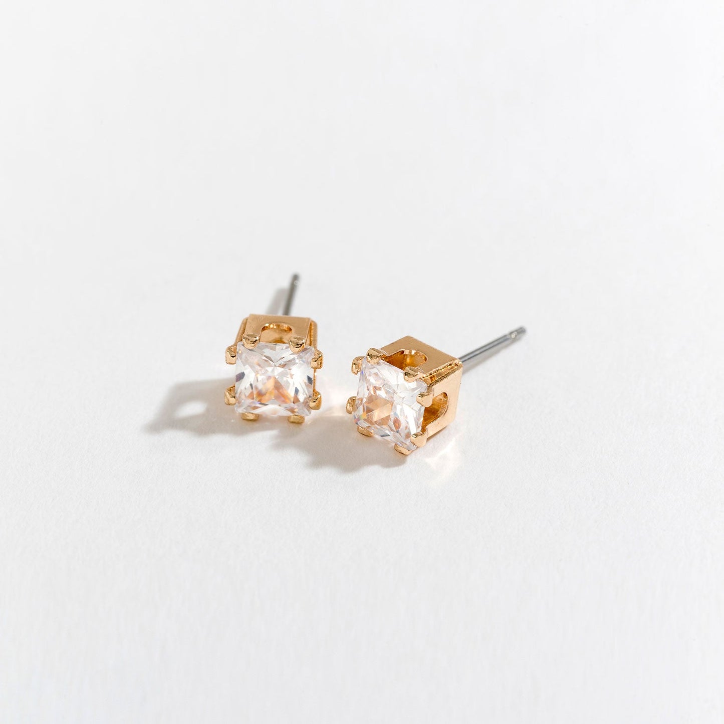 5mm Square Cubic Zirconia Stud Earrings