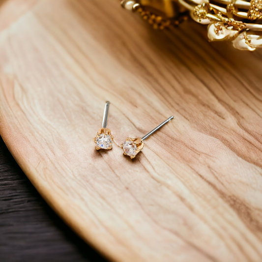 3mm Cubic Zirconia Stud Earrings