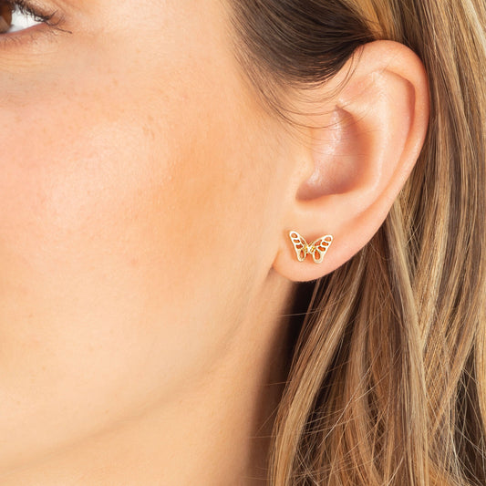 Stud Buds Gold Butterfly Stud Earrings
