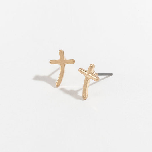 Stud Buds Gold Cross Stud Earrings