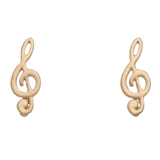 Stud Buds Gold Treble Clef Stud Earrings