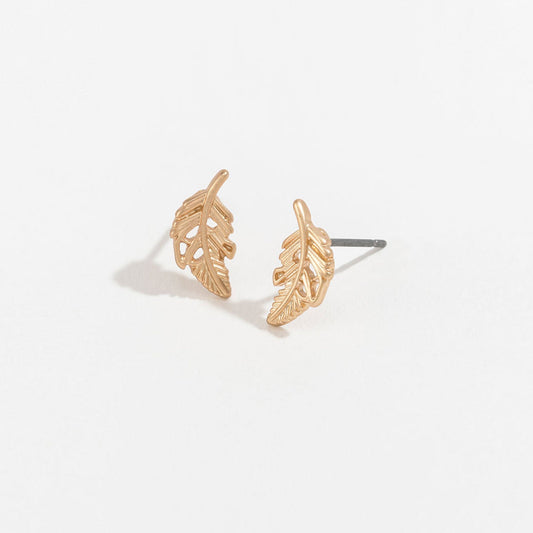 Stud Buds Gold Feather Stud Earrings