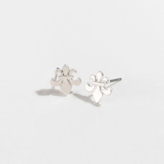 Stud Buds Silver Fleur De Lis Stud Earrings