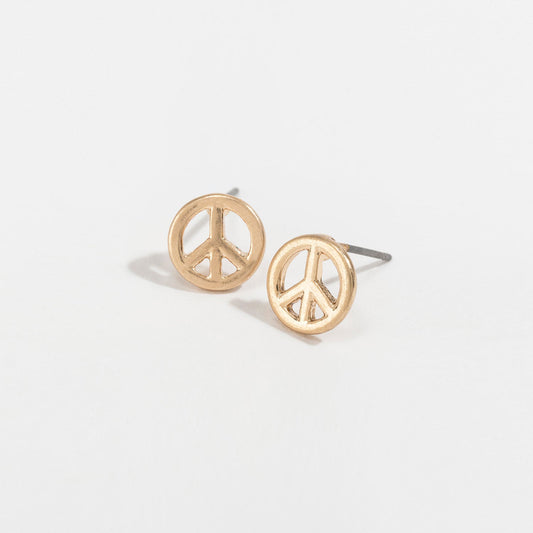 Stud Buds Gold Peace Sign Stud Earrings