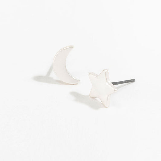 Stud Buds Silver Moon/Star Stud Earrings