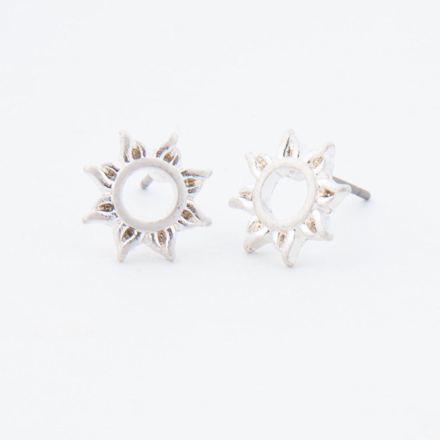 Sun Silver Stud Bud Earrings