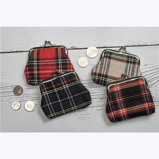 PLAID COIN PURSE 4 AST.