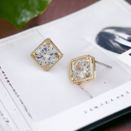 Dazzler Cubic Zirconia Diamond Frame Stud Earrings