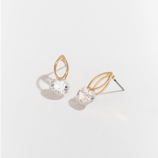 Dazzler Cubic Zirconia Oval Frame Stud Earrings