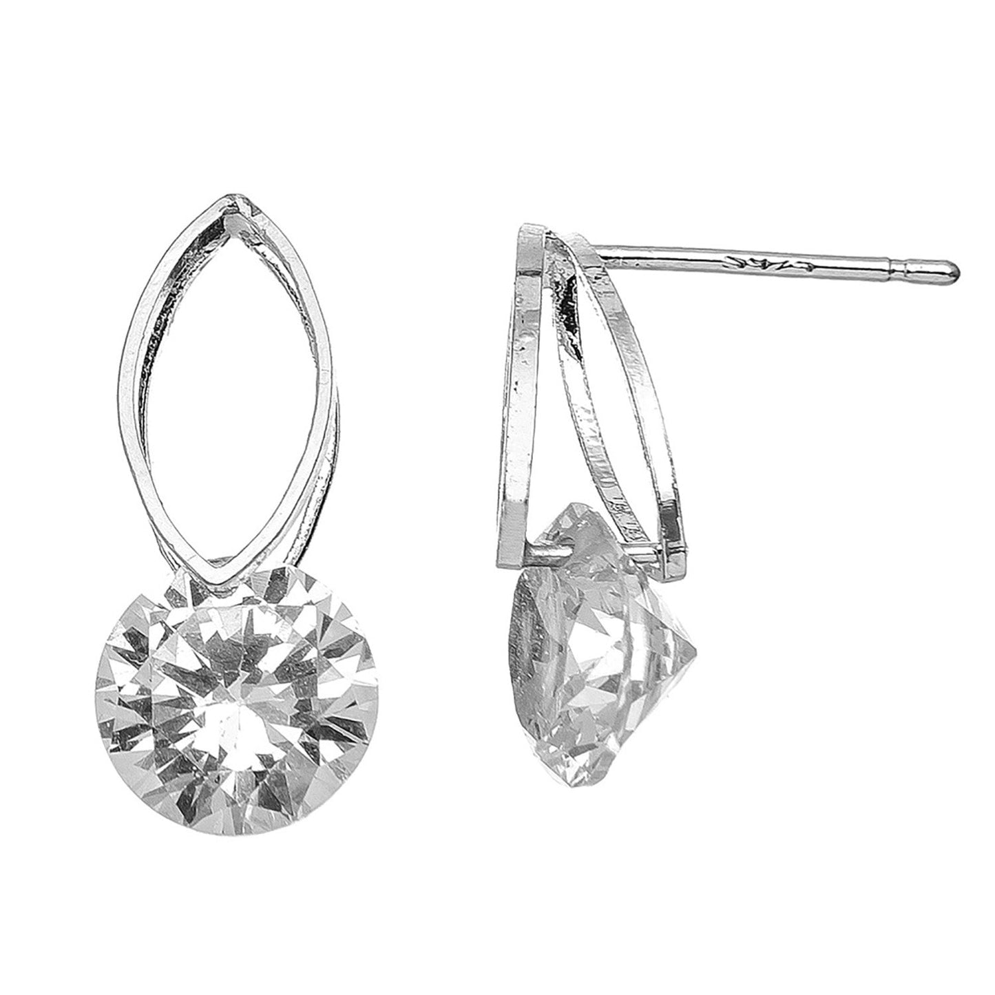 Dazzler Cubic Zirconia Oval Frame Stud Earrings