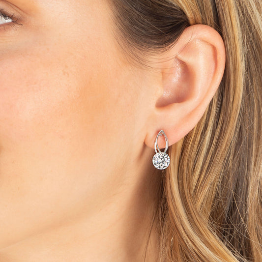 Dazzler Cubic Zirconia Oval Frame Stud Earrings