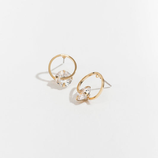 Dazzler Cubic Zirconia Circle Frame Stud Earrings