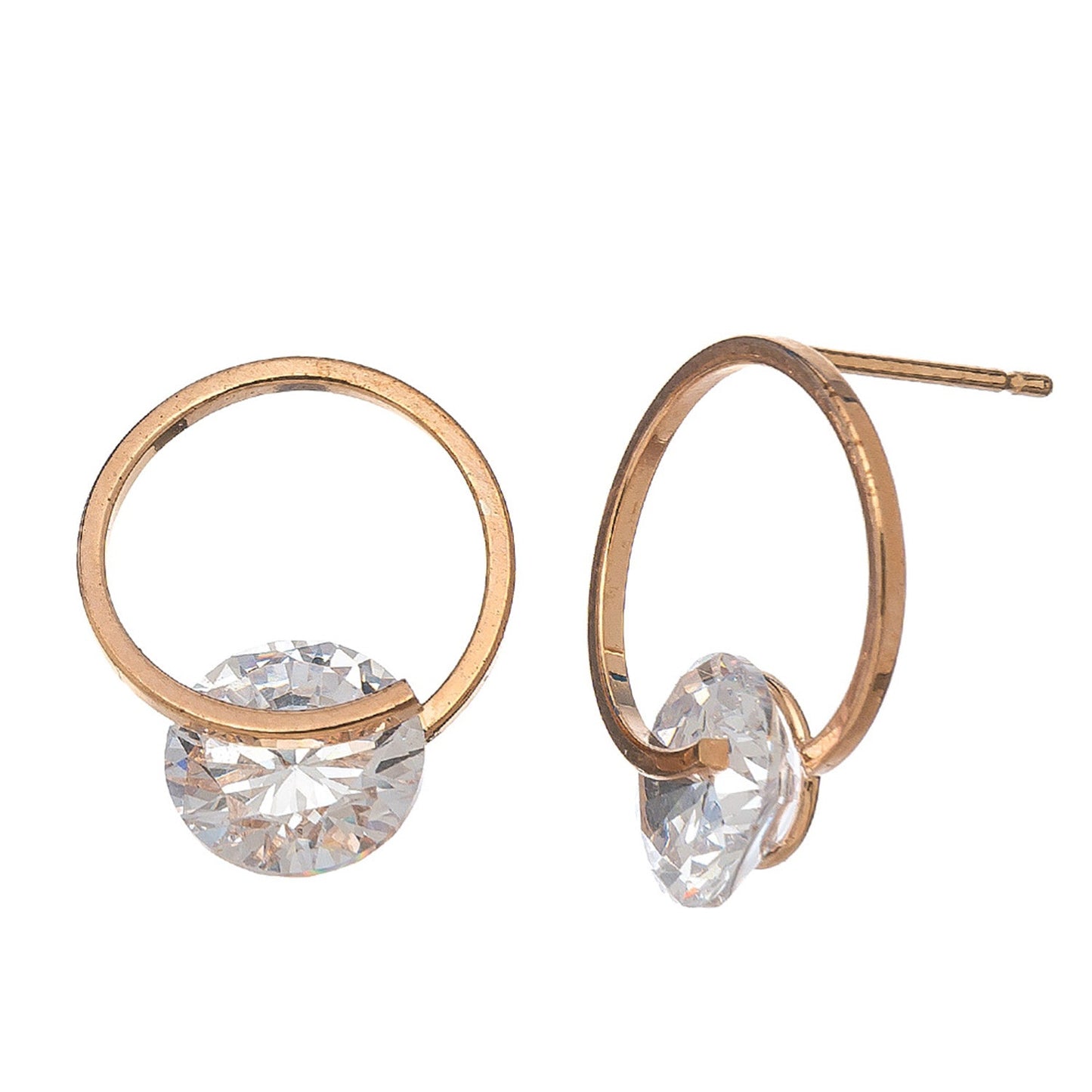 Dazzler Cubic Zirconia Circle Frame Stud Earrings