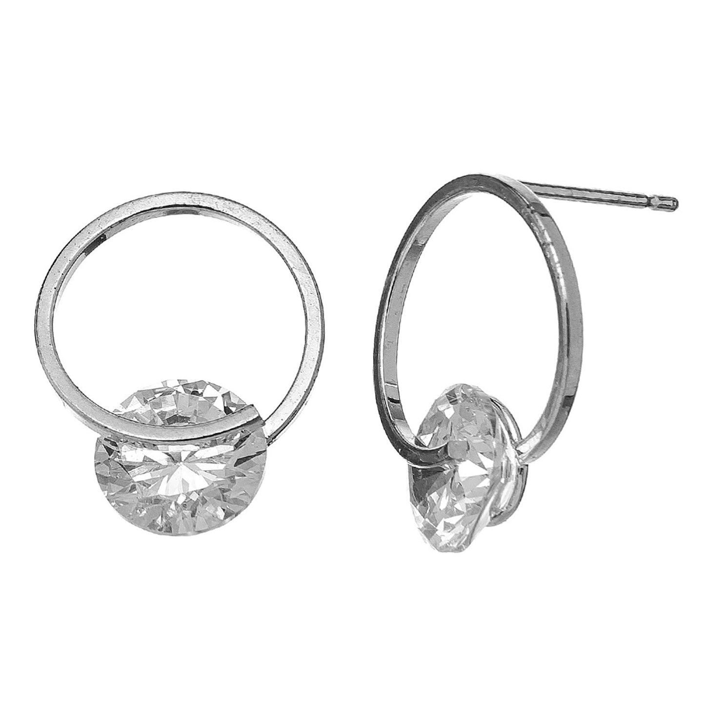 Dazzler Cubic Zirconia Circle Frame Stud Earrings
