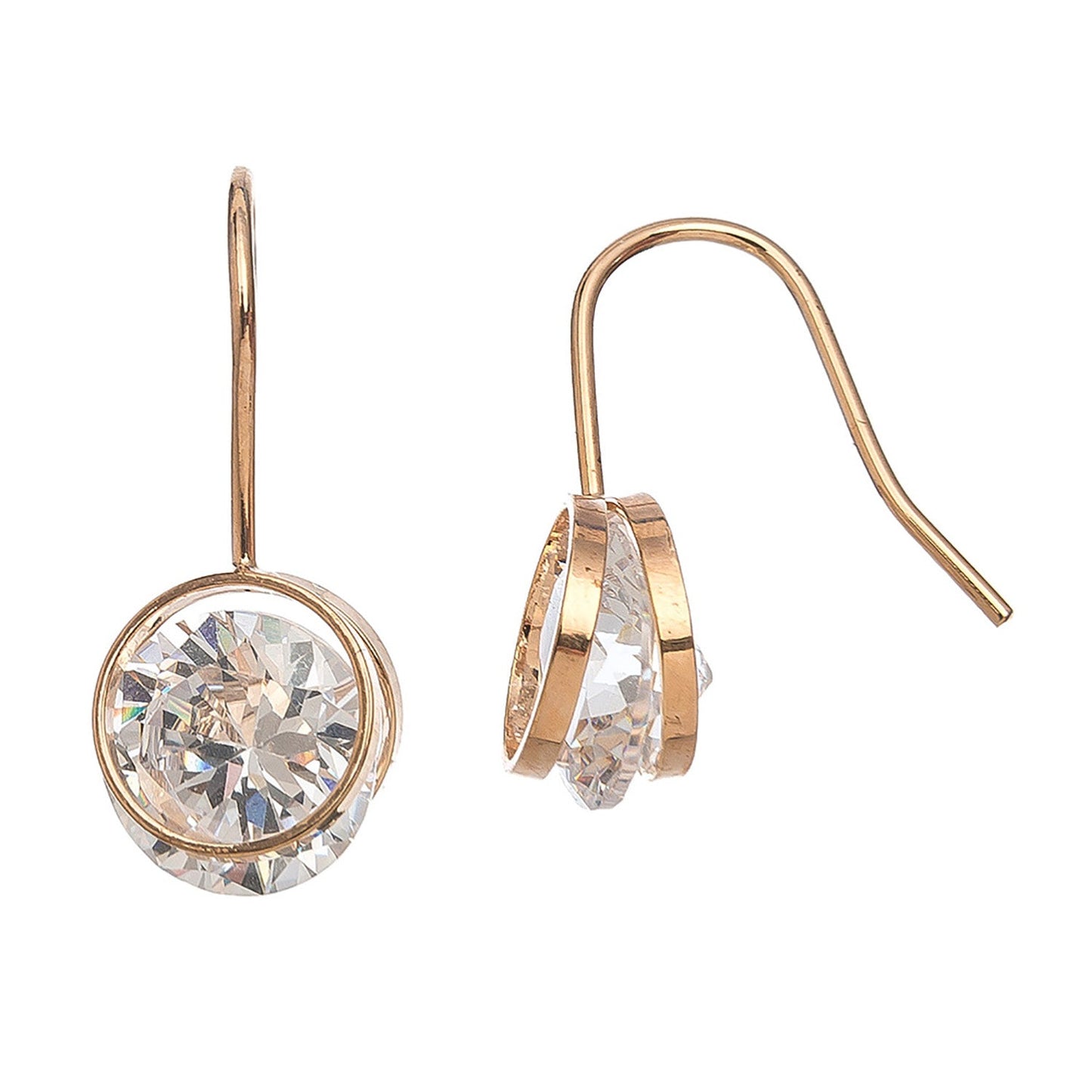 Dazzler Cubic Zirconia Round Drop Earrings