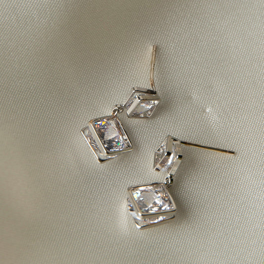 Dazzler Double Cubic Zirconia Drop Earrings