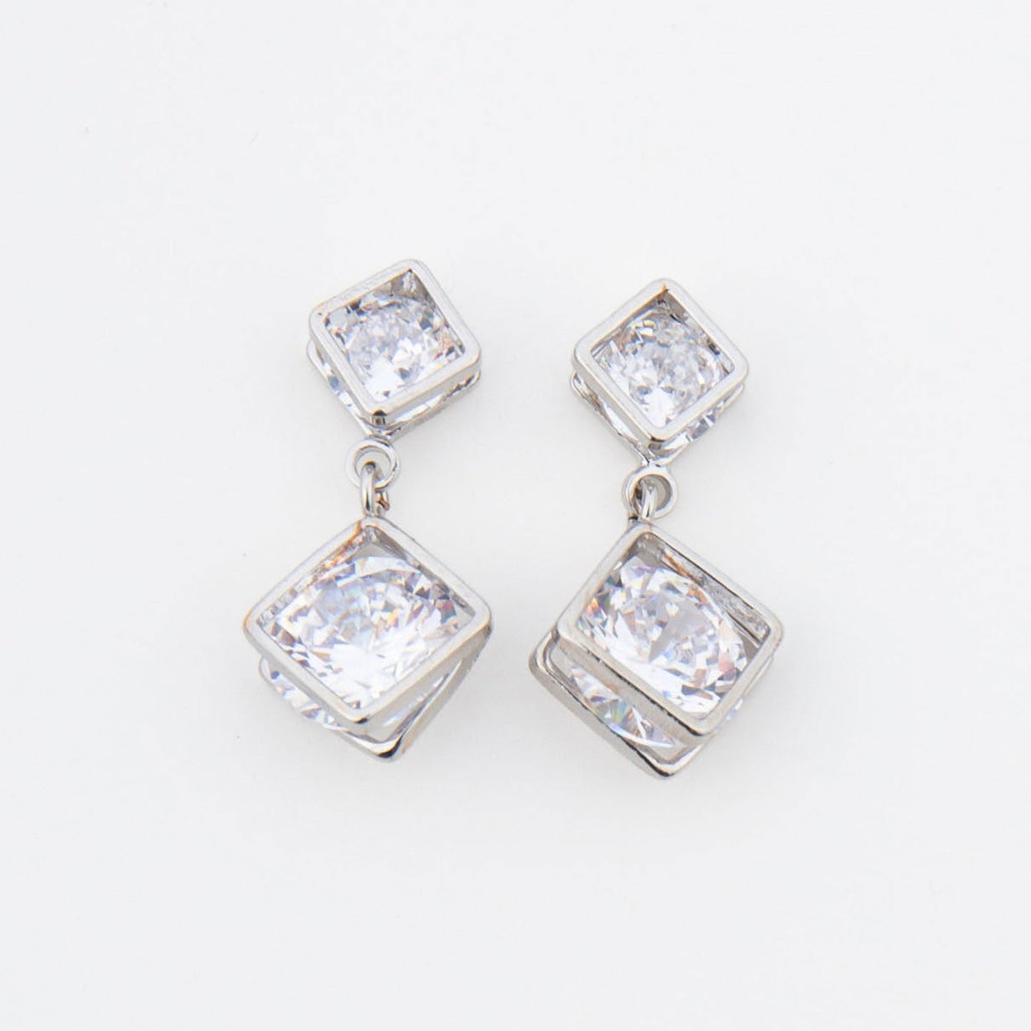 Dazzler Double Cubic Zirconia Drop Earrings