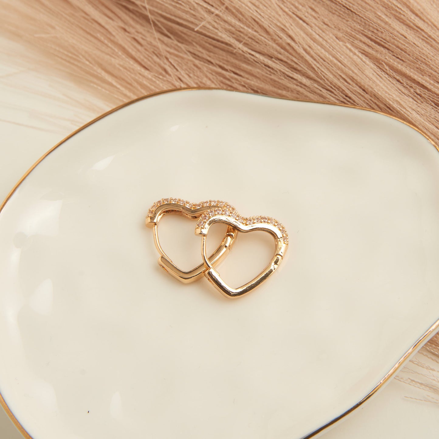 Dazzler Heart Pave Cubic Zirconia Hoop Earrings