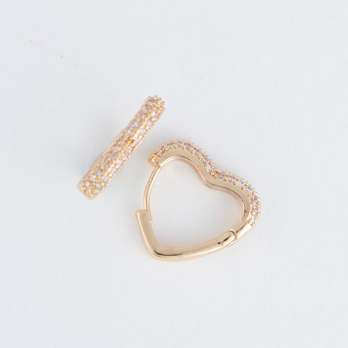 Dazzler Heart Pave Cubic Zirconia Hoop Earrings