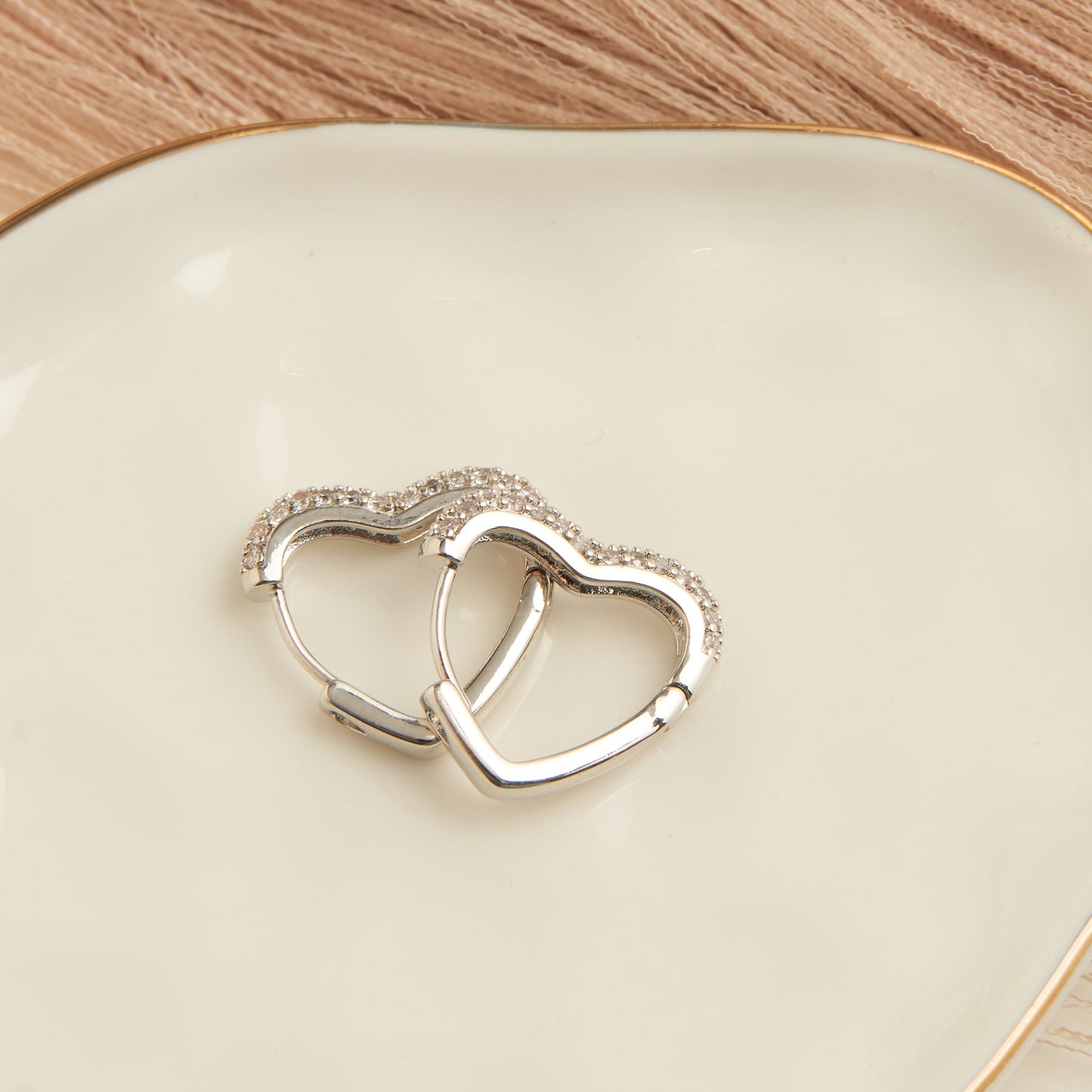 Dazzler Heart Pave Cubic Zirconia Hoop Earrings