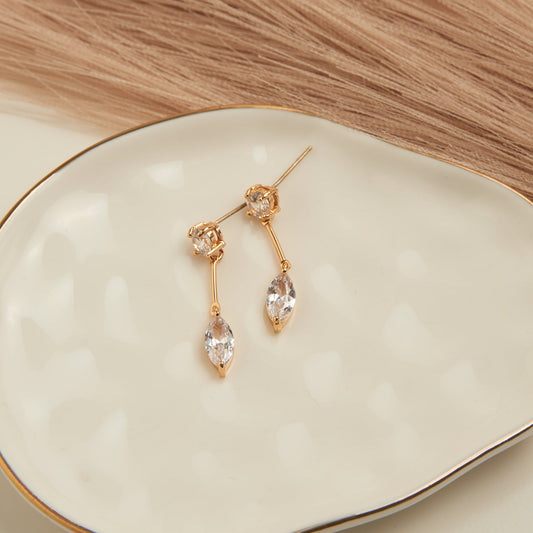 Dazzler Long Post Cubic Zirconia Drop Earrings