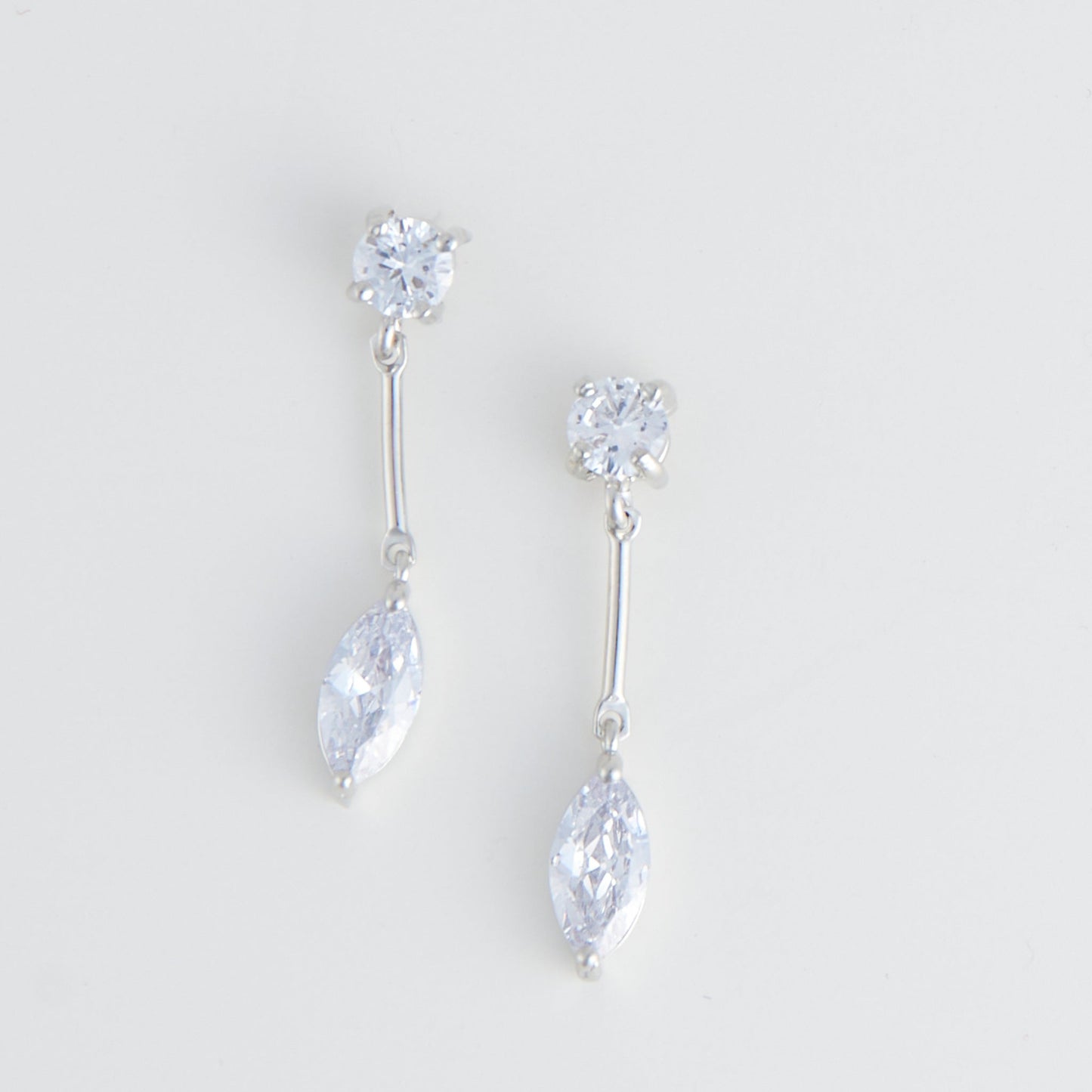 Dazzler Long Post Cubic Zirconia Drop Earrings