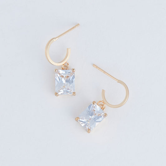 Dazzler Square Cubic Zirconia Hoop Earrings
