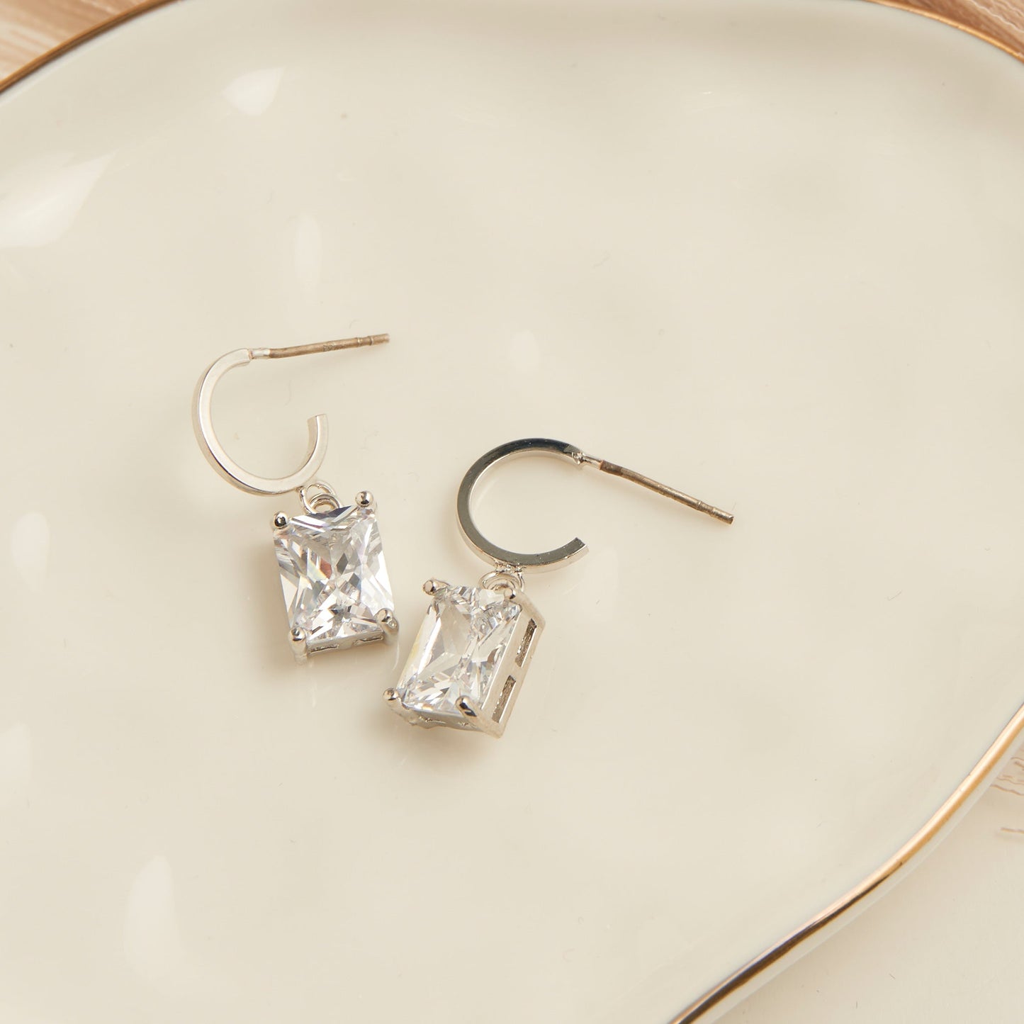 Dazzler Square Cubic Zirconia Hoop Earrings