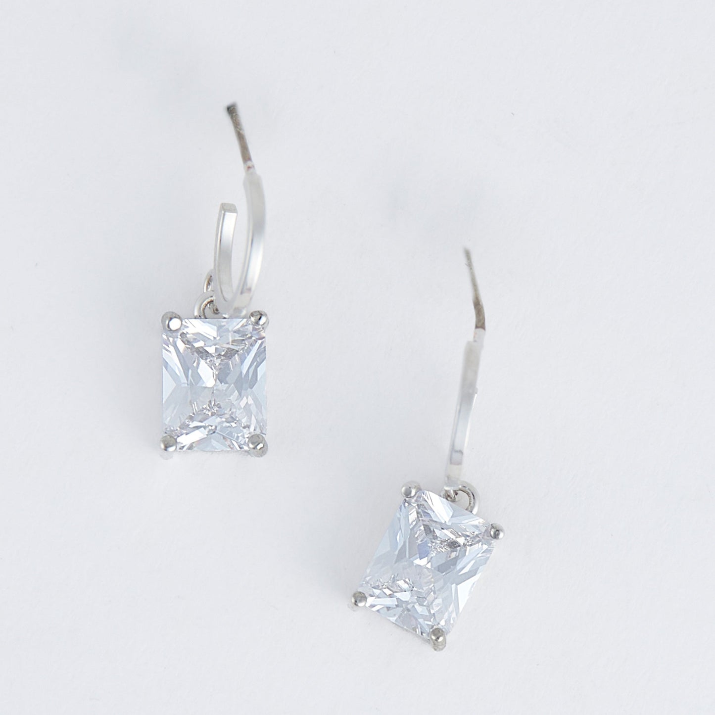 Dazzler Square Cubic Zirconia Hoop Earrings