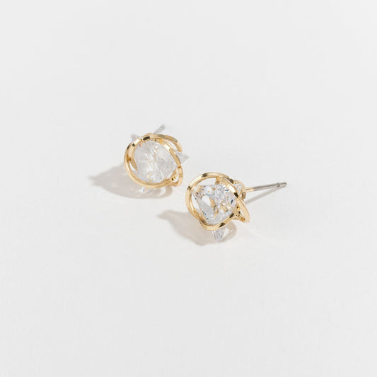 Dazzler Cubic Zirconia Triangular Stud Earrings