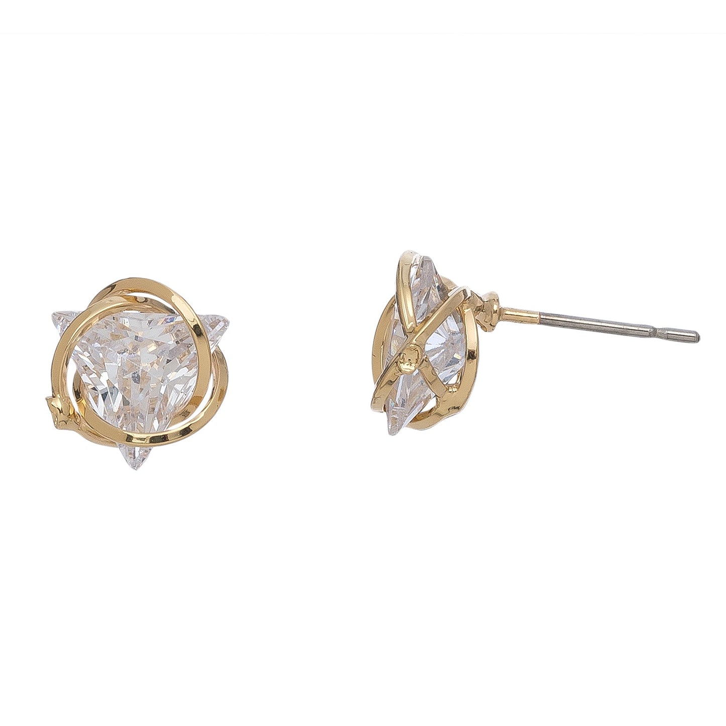 Dazzler Cubic Zirconia Triangular Stud Earrings