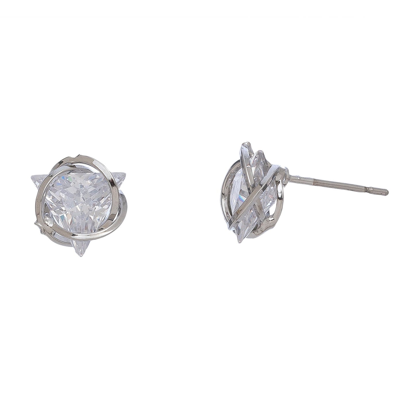 Dazzler Cubic Zirconia Triangular Stud Earrings
